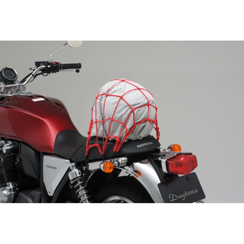 Elastīgs bagāžas tīkls motociklam ar metāla āķiem Daytona 40 x 40 cm sarkans