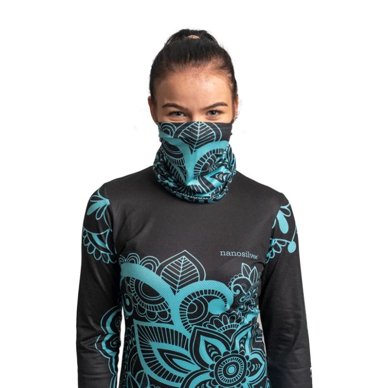 Daudzfunkcionāls kakla sildītājs nanosilver® Flower black-turquoise