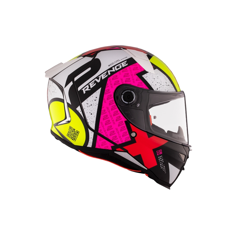 Integrální helma na motorku MT REVENGE 2 S Light CO lesklá bílo-růžovo-žlutá