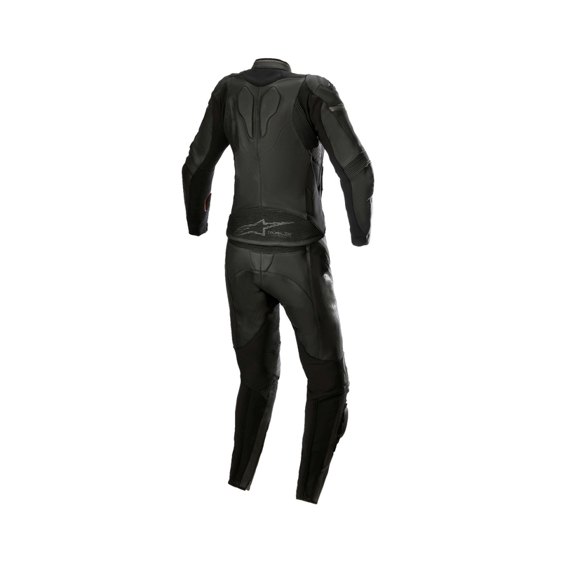 Alpinestars STELLA GP PLUS 2 sieviešu divdaļīgais ādas motocikla kombinezons melns un pelēks metālisks