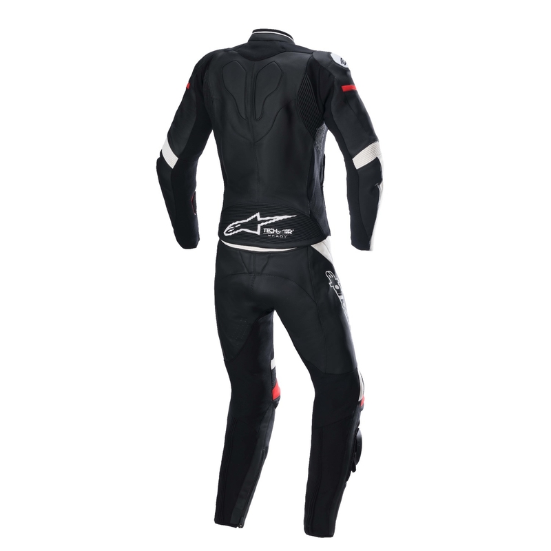 Alpinestars STELLA GP PLUS 2 sieviešu divdaļīgais ādas motocikla kombinezons melns, balts un sarkans