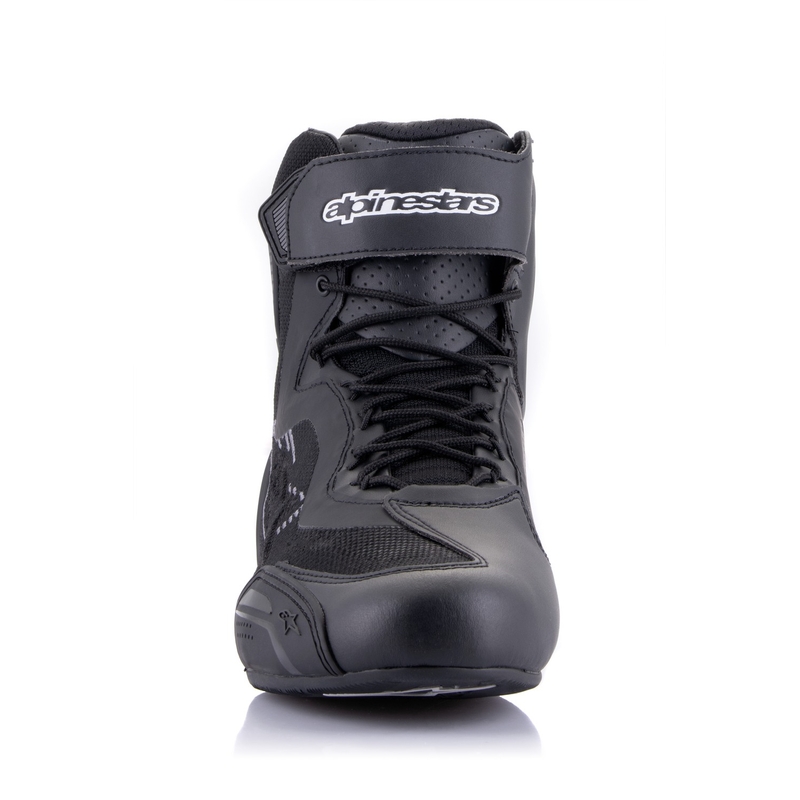 Alpinestars Faster-3 Rideknit melni un pelēki motocikla zābaki