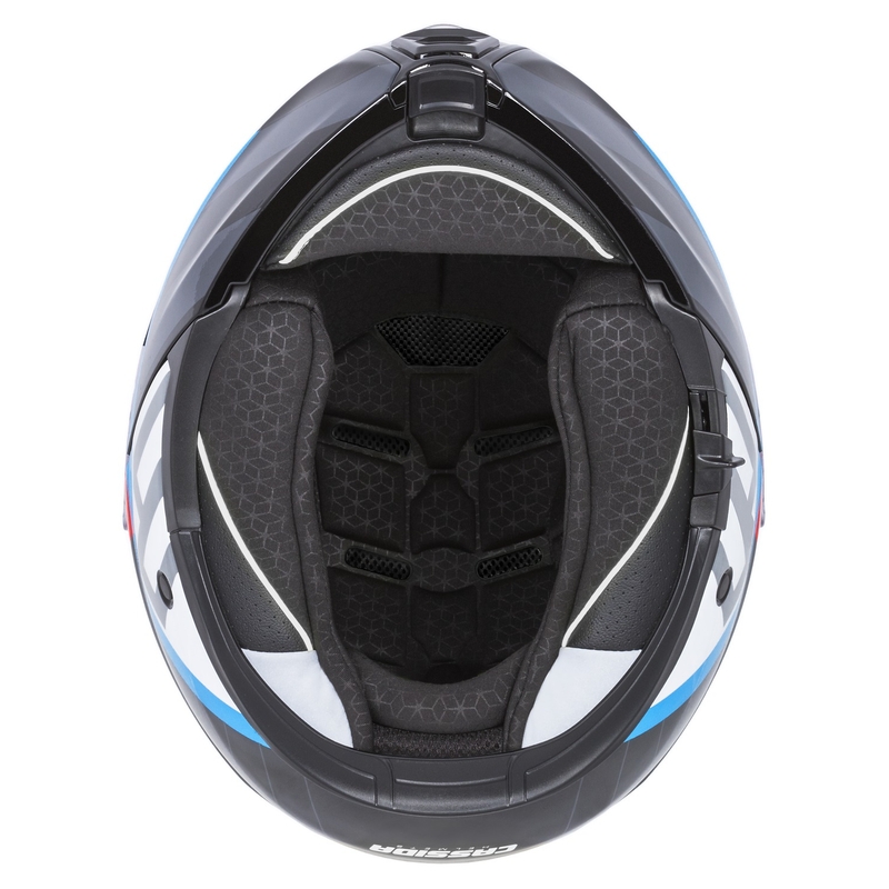 Cassida Modulo 2.1 Profile flip-up motociklu ķivere balta-melnā-zilā-pelēkā krāsā