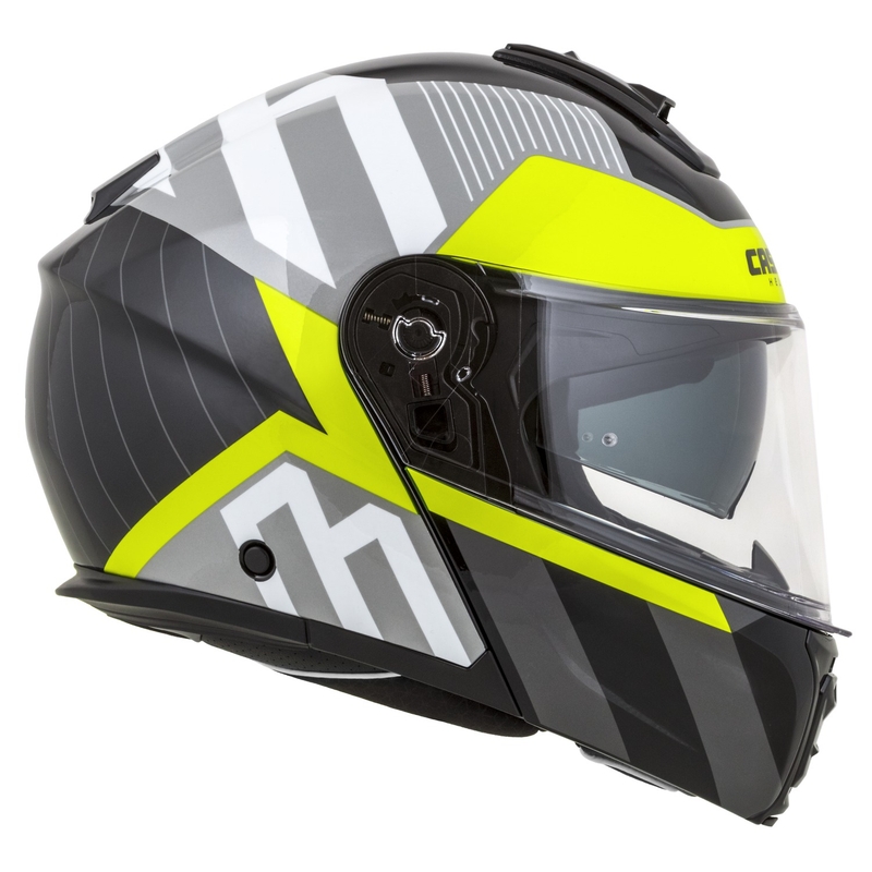 Cassida Modulo 2.1 Profile flip-up motociklu ķivere balta-melna-fluo dzeltena-pelēka