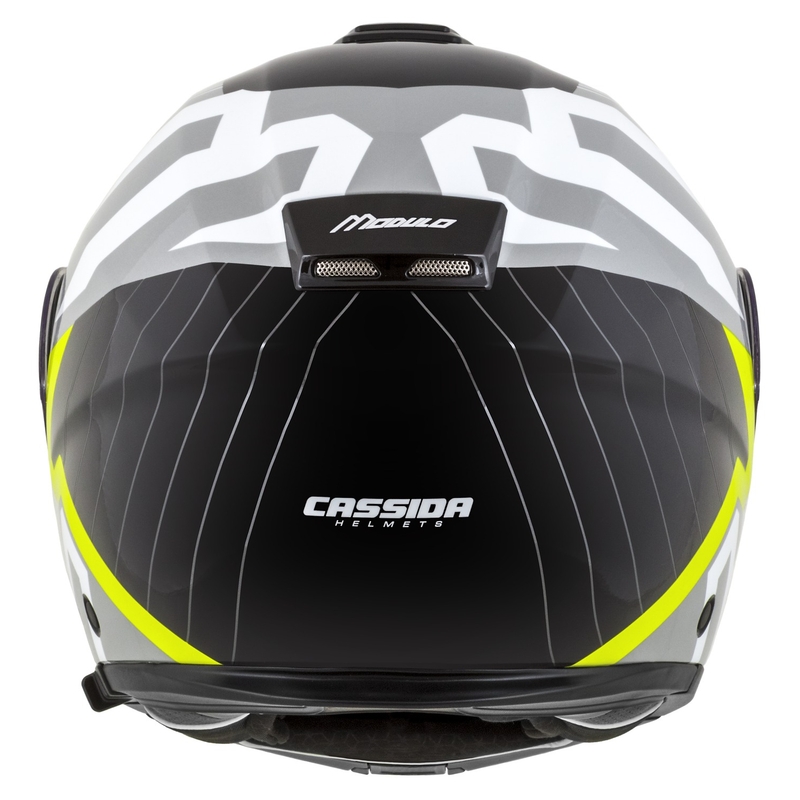 Cassida Modulo 2.1 Profile flip-up motociklu ķivere balta-melna-fluo dzeltena-pelēka