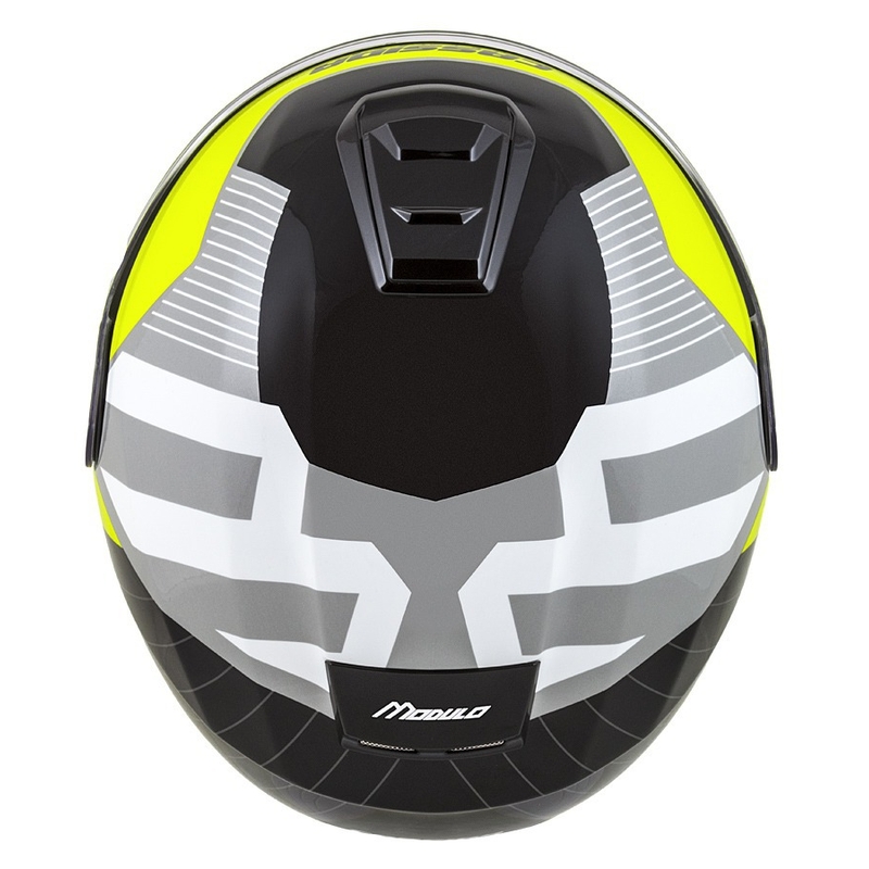Cassida Modulo 2.1 Profile flip-up motociklu ķivere balta-melna-fluo dzeltena-pelēka