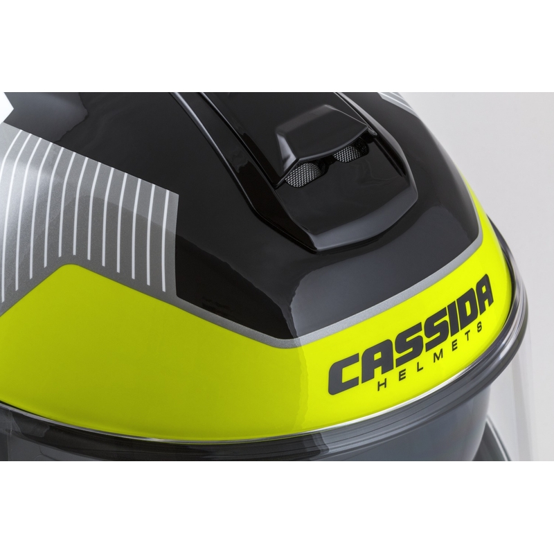 Cassida Modulo 2.1 Profile flip-up motociklu ķivere balta-melna-fluo dzeltena-pelēka