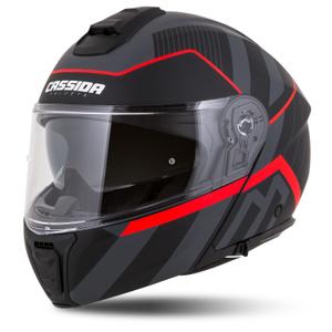 Cassida Modulo 2.1 Profile flip-up motociklu ķivere matēta melna-pelēka-sarkana