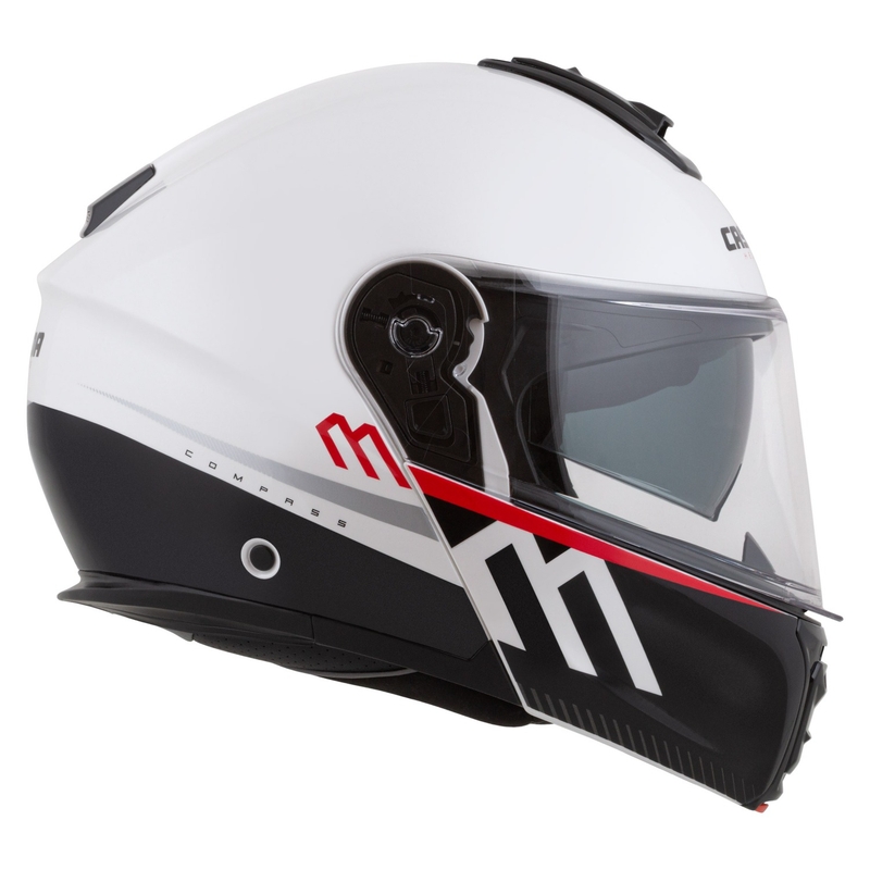 Cassida Modulo 2.1 Compass flip-up motociklu ķivere perlamutrs balta-melna-melna-arkana-sudraba
