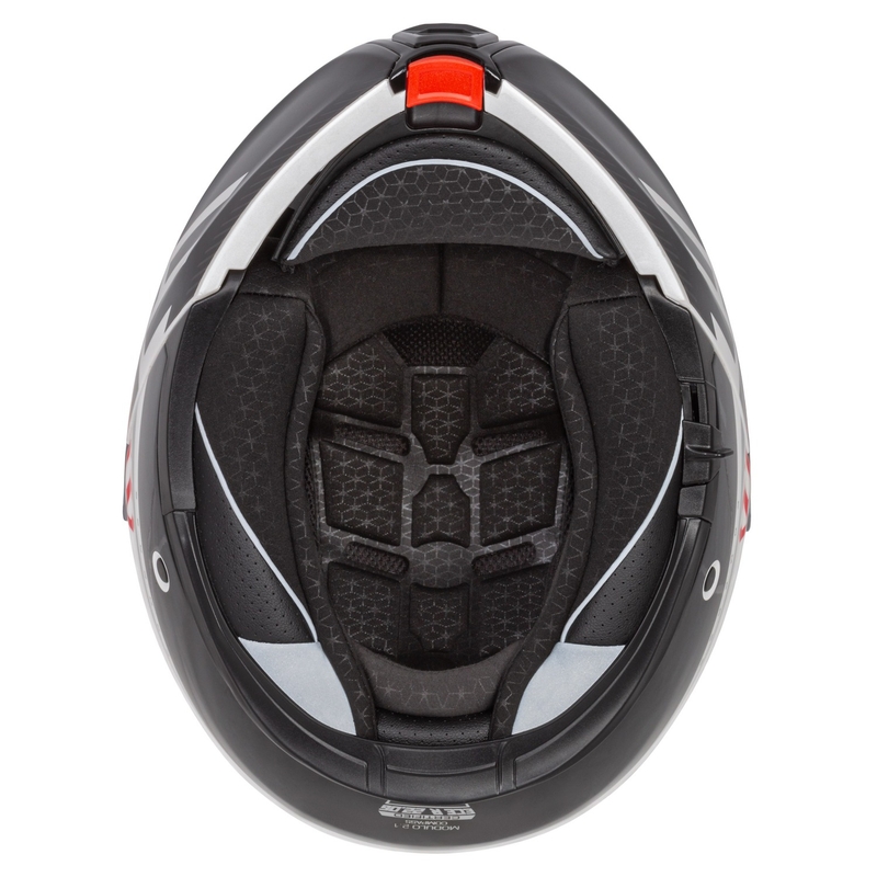 Cassida Modulo 2.1 Compass flip-up motociklu ķivere perlamutrs balta-melna-melna-arkana-sudraba