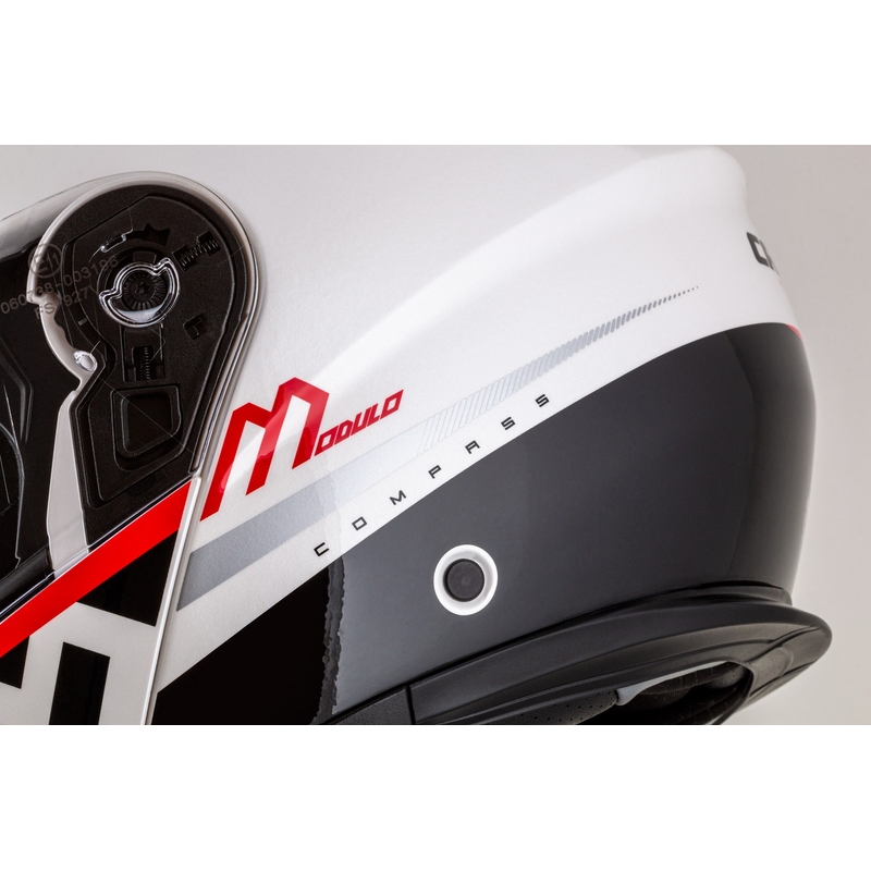 Cassida Modulo 2.1 Compass flip-up motociklu ķivere perlamutrs balta-melna-melna-arkana-sudraba