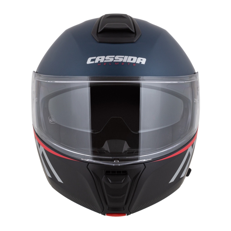 Cassida Modulo 2.1 Compass flip-up motociklu ķivere matēta zila perlamutra sarkana