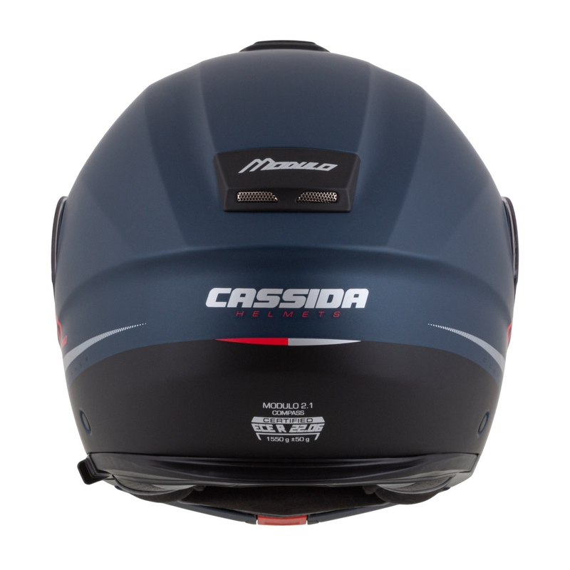 Cassida Modulo 2.1 Compass flip-up motociklu ķivere matēta zila perlamutra sarkana