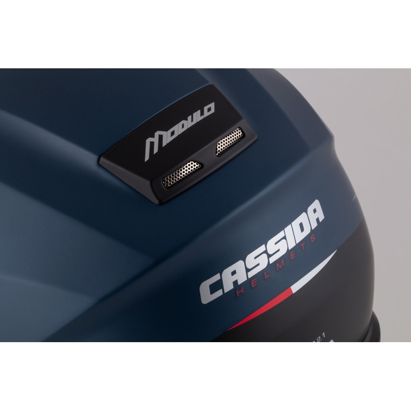 Cassida Modulo 2.1 Compass flip-up motociklu ķivere matēta zila perlamutra sarkana