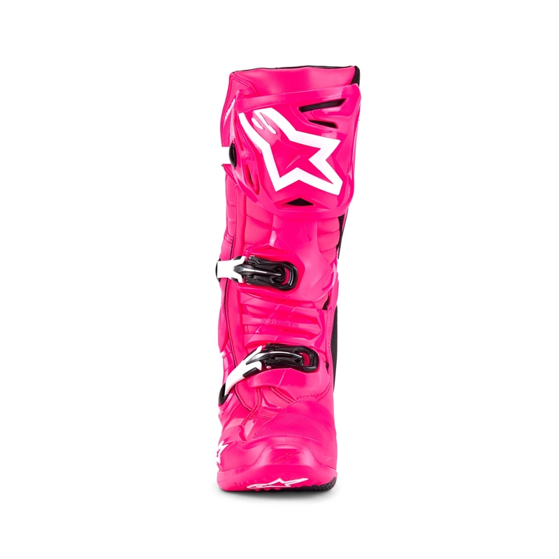 Alpinestars Tech 10 rozā-melni-balti motocikla zābaki