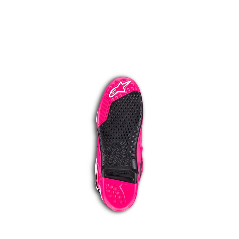 Alpinestars Tech 10 rozā-melni-balti motocikla zābaki