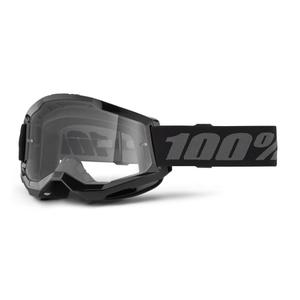 Bērnu motokrosa brilles 100% STRATA 2 black clear plexi
