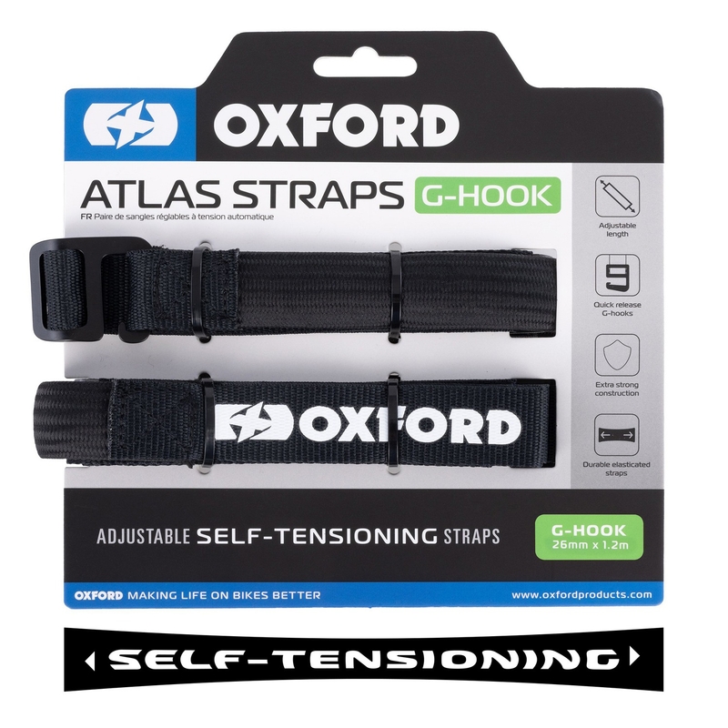 Oxford Atlas G-Hook bagāžas siksnas 2 gab. melnas 26 mm x 1,2 m