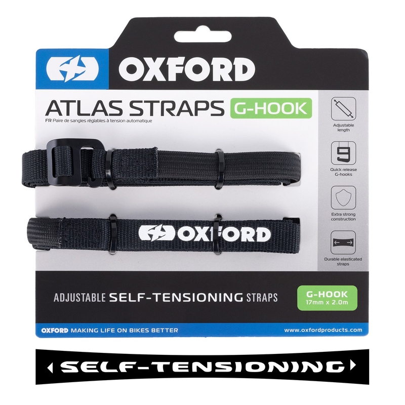 Oxford Atlas G-Hook bagāžas siksnas 2 gab. melnas 17 mm x 2 m