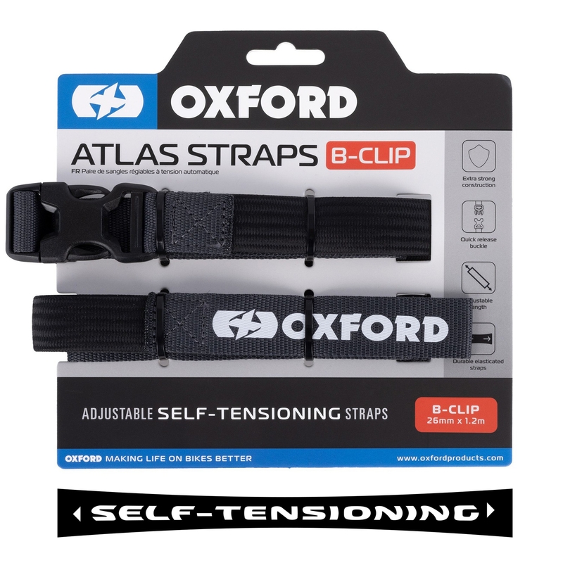 Oxford Atlas B-Clip bagāžas siksnas 2 gab. pelēkas 26 mm x 1,2 m