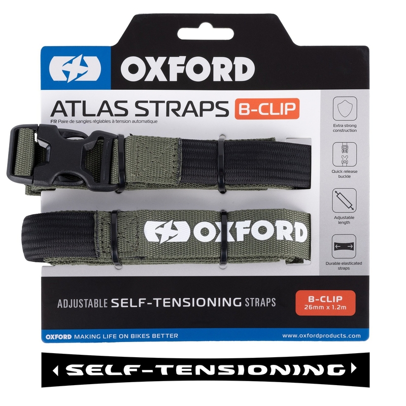 Oxford Atlas B-Clip bagāžas siksnas 2 gab. zaļas 26 mm x 1,2 m