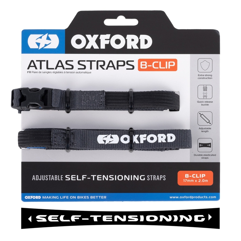 Oxford Atlas B-Clip bagāžas siksnas 2 gab., pelēkas 17 mm x 2 m
