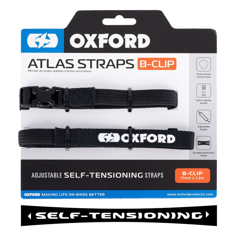 Oxford Atlas B-Clip bagāžas siksnas 2 gab. melnas 17 mm x 1,2 m