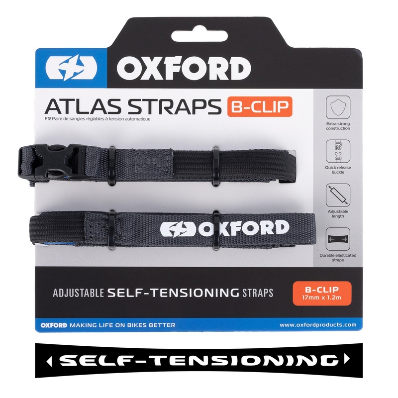 Oxford Atlas B-Clip bagāžas siksnas 2 gab., pelēkas 17 mm x 1,2 m