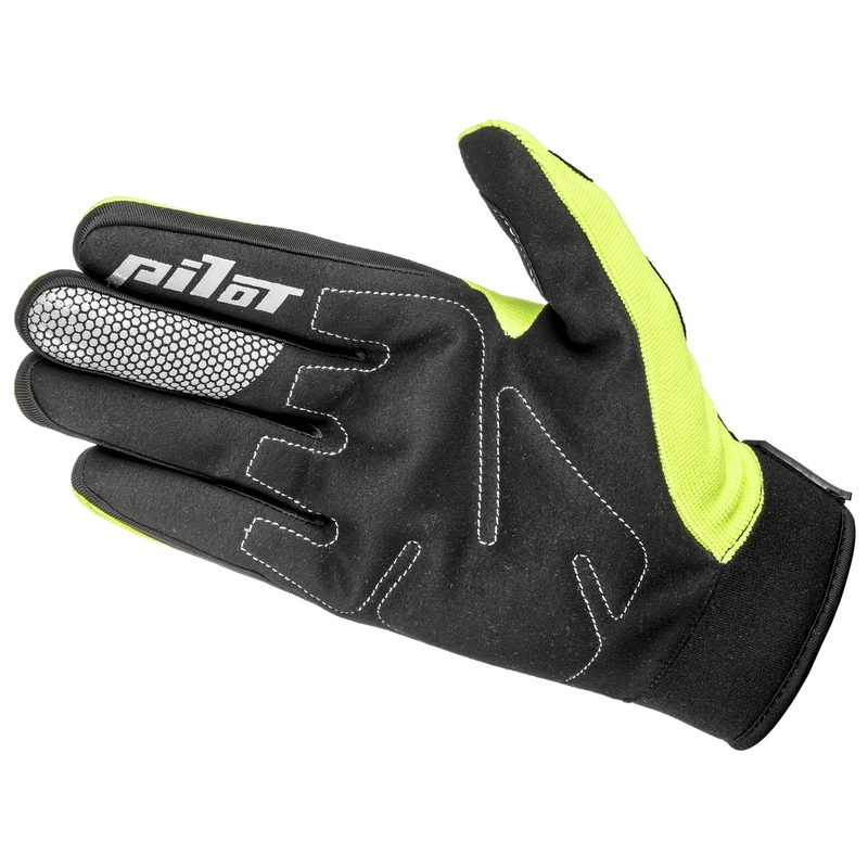Motokrosa cimdi Pilot Pioneer fluo dzeltenā-melnā-sarkanā krāsā
