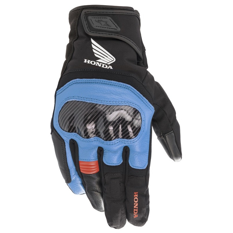 Alpinestars SMX Z Drystar Honda gaiši pelēki-melni-melni-zili-sarkani motocikla cimdi