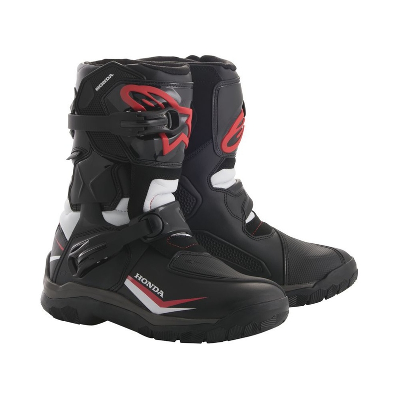Alpinestars Belize Drystar Honda kolekcijas melni, balti un sarkani motocikla zābaki