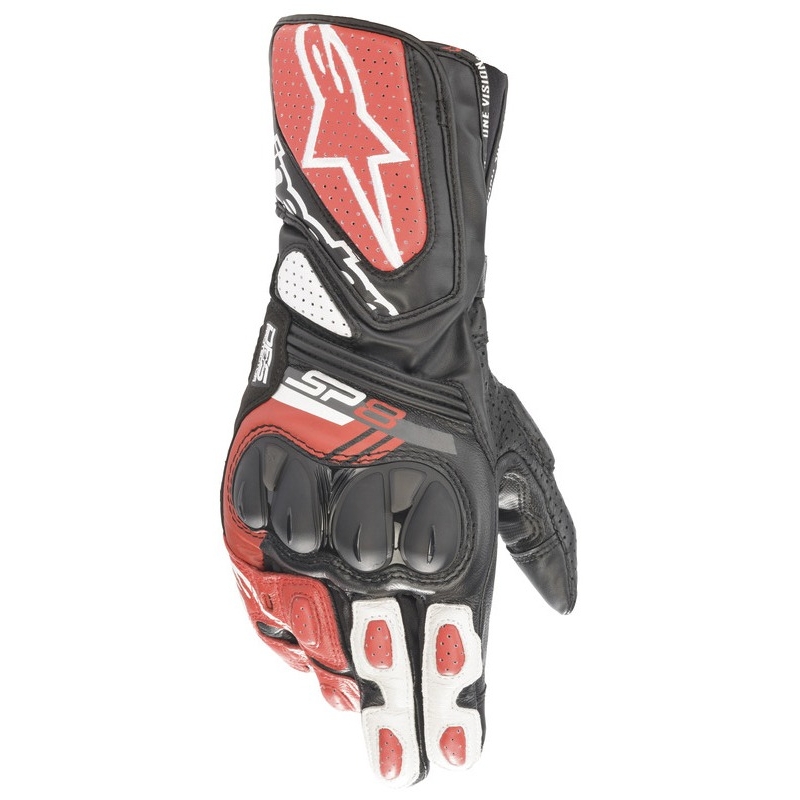 Alpinestars SP-8 motocikla cimdi melni-balti-sarkani