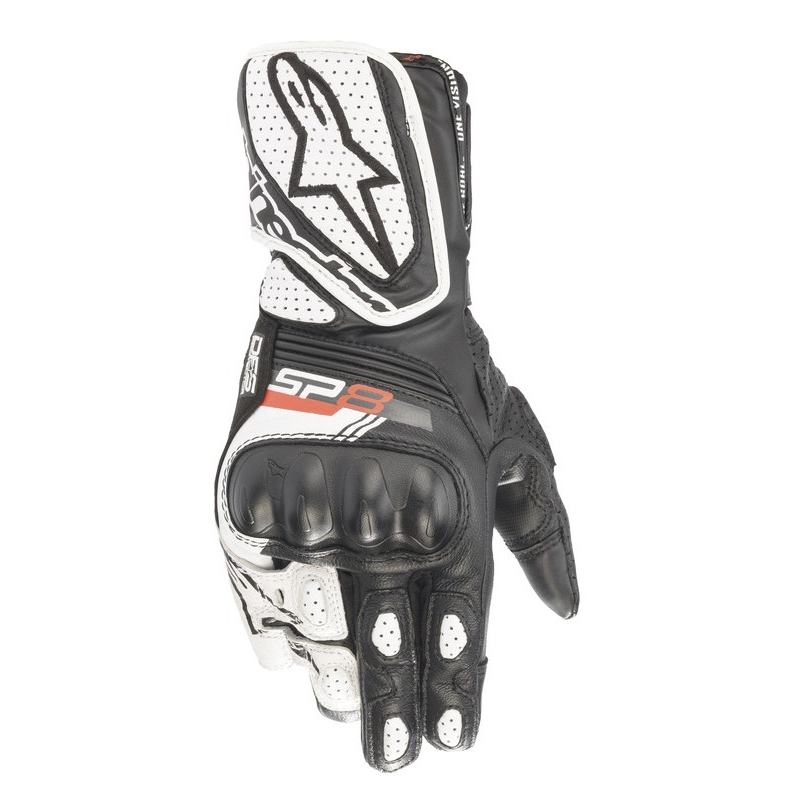 Alpinestars SP-8 sieviešu motocikla cimdi melnā un baltā krāsā