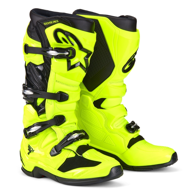 Alpinestars Tech 7 fluo dzelteni melni motocikla zābaki