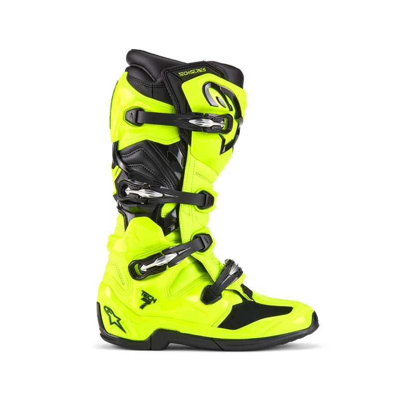 Alpinestars Tech 7 fluo dzelteni melni motocikla zābaki