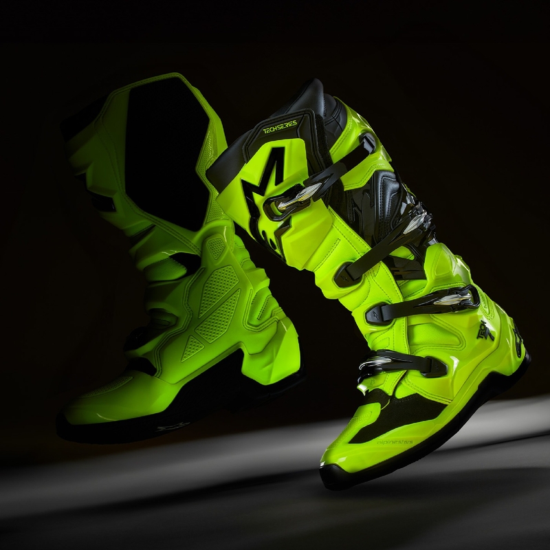 Alpinestars Tech 7 fluo dzelteni melni motocikla zābaki