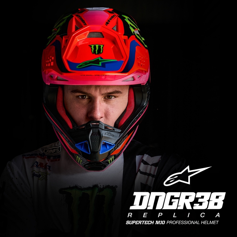 Alpinestars Supertech S-M10 motokrosa ķivere HAIDEN DEEGAN fluo oranži-violeti-rozā-zaļa