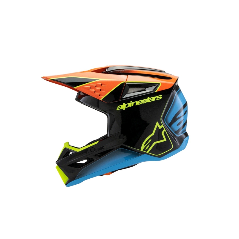Bērnu motokrosa ķivere Alpinestars S-M3 FRAY melna-fluo oranža-fluo dzeltena-turkīza