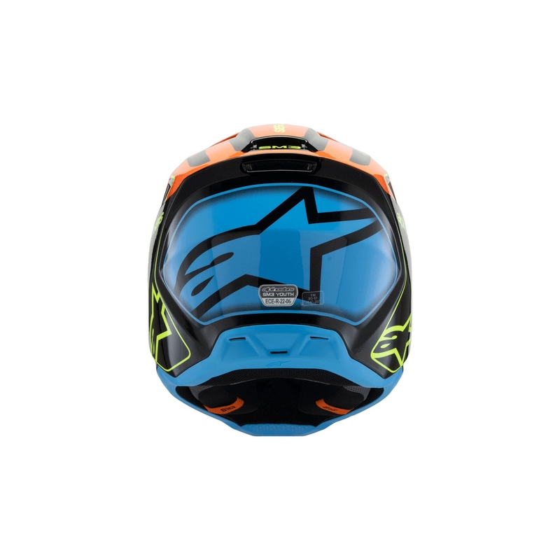 Bērnu motokrosa ķivere Alpinestars S-M3 FRAY melna-fluo oranža-fluo dzeltena-turkīza