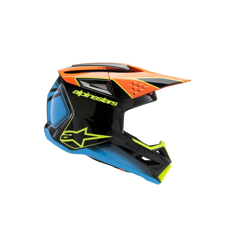Bērnu motokrosa ķivere Alpinestars S-M3 FRAY melna-fluo oranža-fluo dzeltena-turkīza