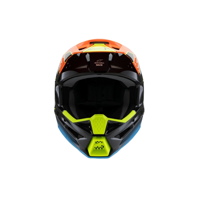 Bērnu motokrosa ķivere Alpinestars S-M3 FRAY melna-fluo oranža-fluo dzeltena-turkīza