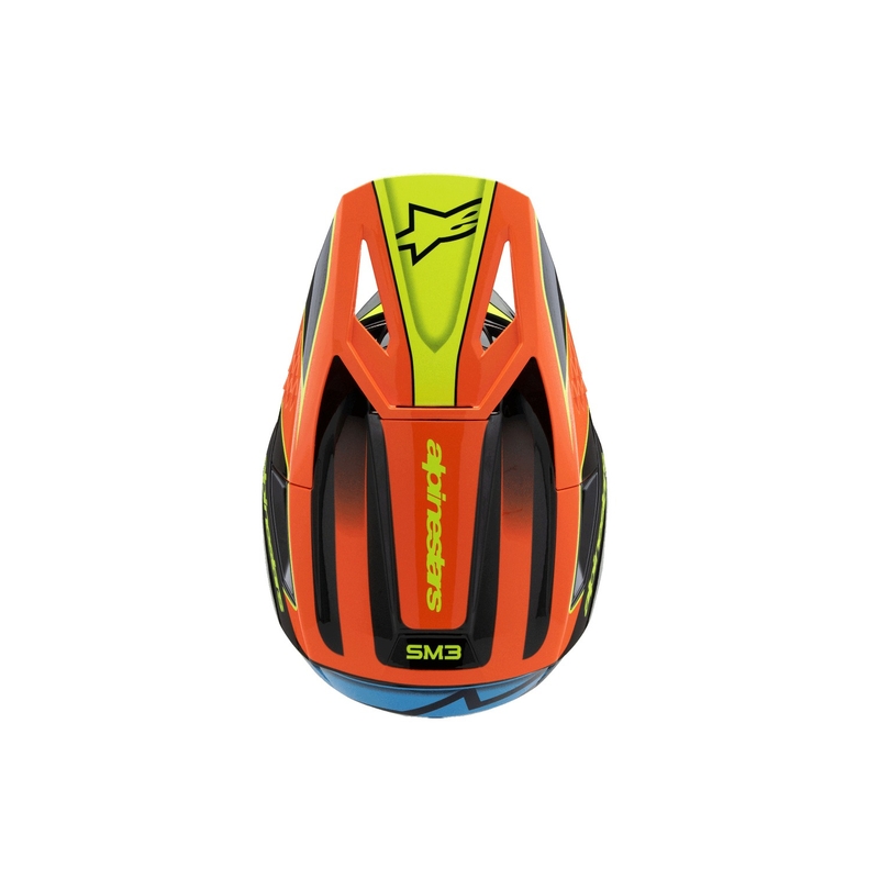 Bērnu motokrosa ķivere Alpinestars S-M3 FRAY melna-fluo oranža-fluo dzeltena-turkīza