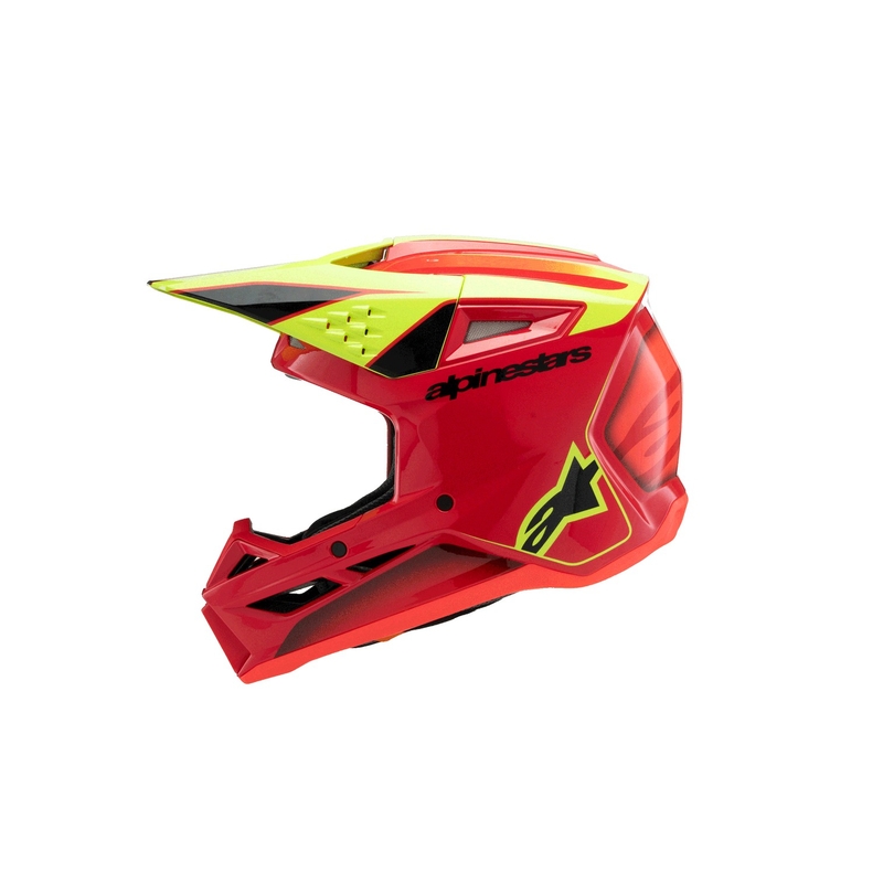 Bērnu motokrosa ķivere Alpinestars S-M3 FRAY sarkanā-fluo dzeltenā-melnā krāsā