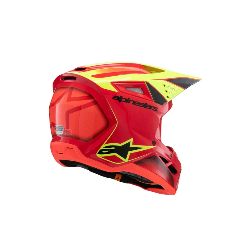 Bērnu motokrosa ķivere Alpinestars S-M3 FRAY sarkanā-fluo dzeltenā-melnā krāsā