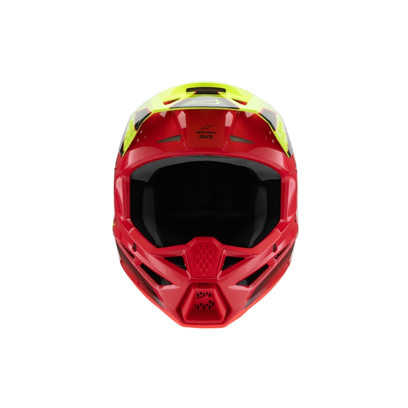 Bērnu motokrosa ķivere Alpinestars S-M3 FRAY sarkanā-fluo dzeltenā-melnā krāsā