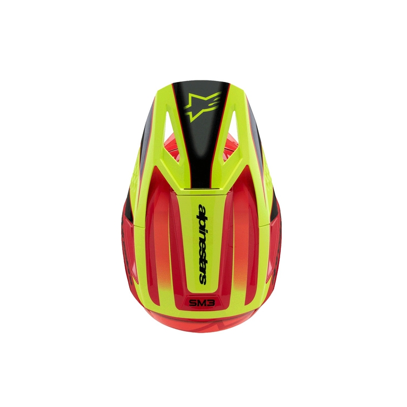 Bērnu motokrosa ķivere Alpinestars S-M3 FRAY sarkanā-fluo dzeltenā-melnā krāsā