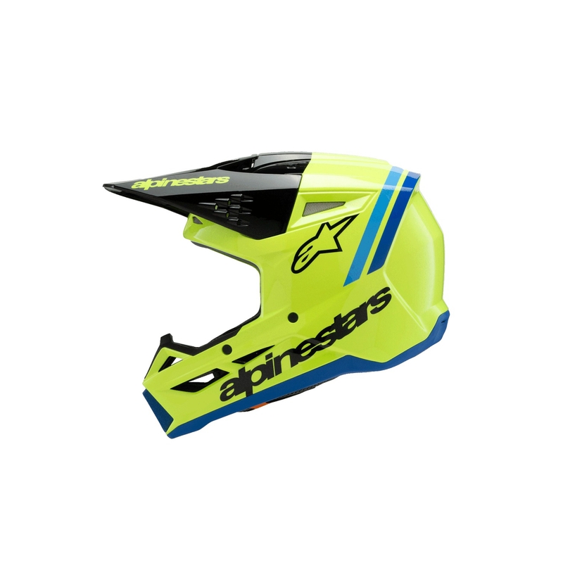 Bērnu motokrosa ķivere Alpinestars S-M3 RADIUM fluo dzeltens-melns-zils