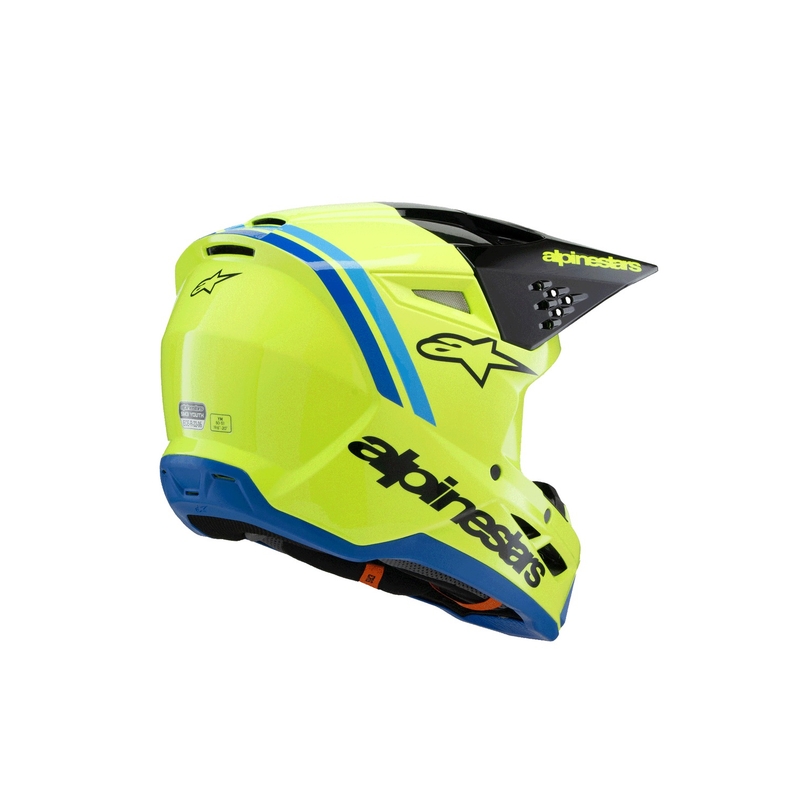 Bērnu motokrosa ķivere Alpinestars S-M3 RADIUM fluo dzeltens-melns-zils