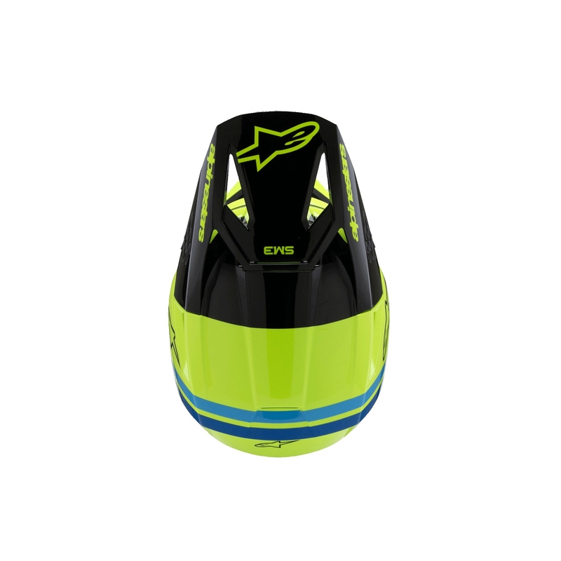 Bērnu motokrosa ķivere Alpinestars S-M3 RADIUM fluo dzeltens-melns-zils