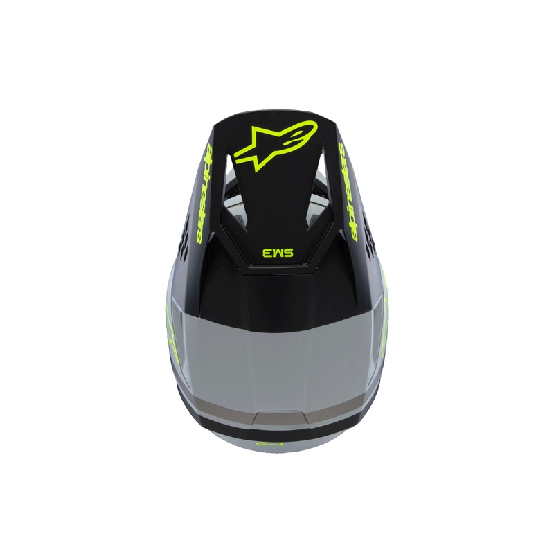 Bērnu motokrosa ķivere Alpinestars S-M3 RADIUM mat pelēka-fluo dzeltena-melna